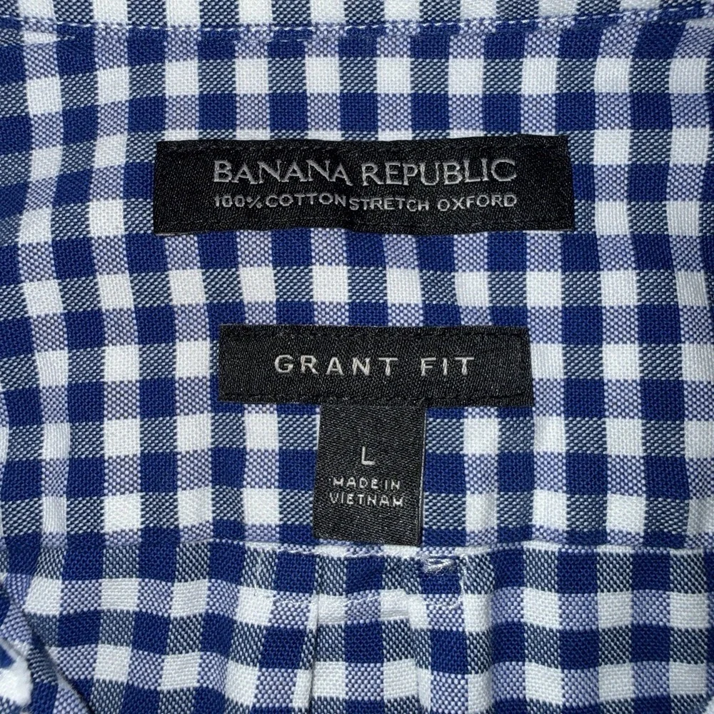 Men's Banana Republic Grant Fit Long Sleeve Button Up Shirt Blue/White Size L